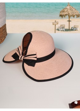 Wide Brim Visor Summer Hat W/ Bow